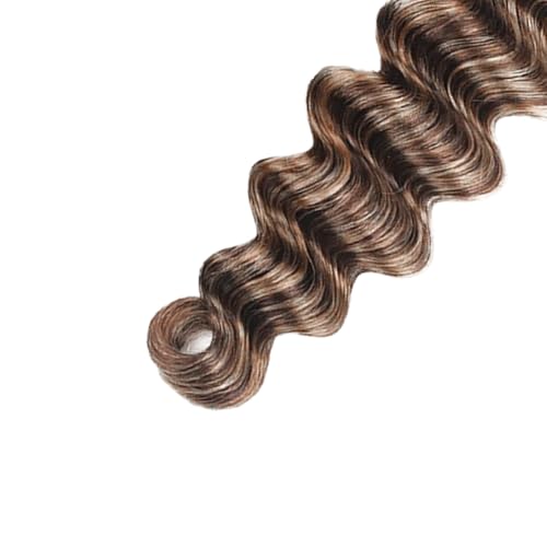 P4613 Deep Wave Human Hair Bundle 32" Ombre Brown Blonde