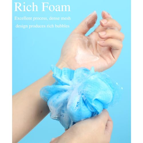 CHENGU 80 Pcs Loofah Bulk Sponge Bath Sponges for Shower, Blue Series, Polyethylene Mesh, Natural Fiber Synthetic Style, 20g Each