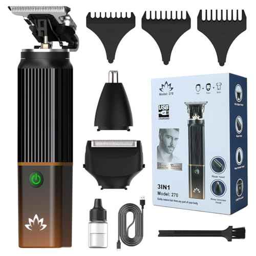 Hair Clipper for Men, 3-in-1 Trimmer, Multi Groomer & Electric Razor with Type-C Recharge, Mens Grooming Kit for Beard, Body, Face, Nose, Ear, Gifts for Men Husband Father