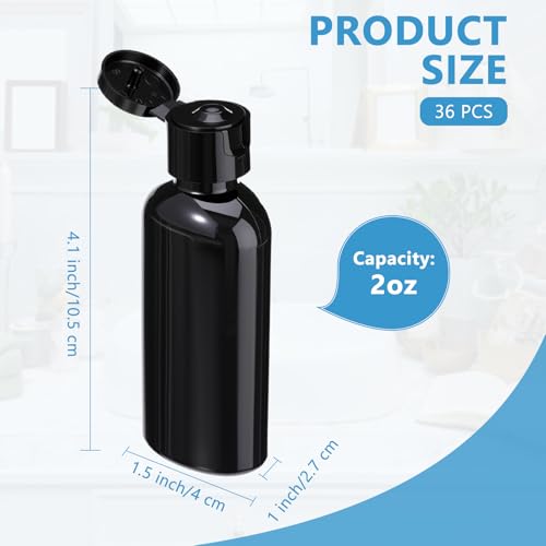 Domensi 36 Pack 2oz Travel Bottles with Flip Cap - Leak Proof