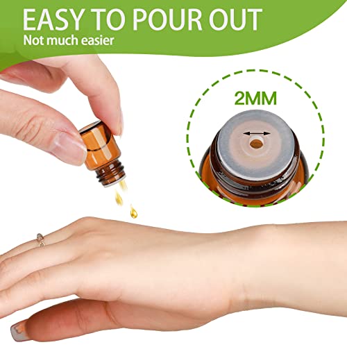 2ml Amber Glass Essential Oil Bottles 36-Pack with Droppers
