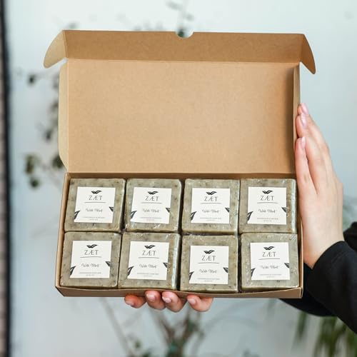 ZAET 8-Pack Wild Mint Bar Soap ? Made with Wild Mint Extract, Olive Oil and Coconut Oil - Handmade Soap Bar for Face, Body and Hands - Gently Cleanses and Refreshes All Skin Types- For Men and Women