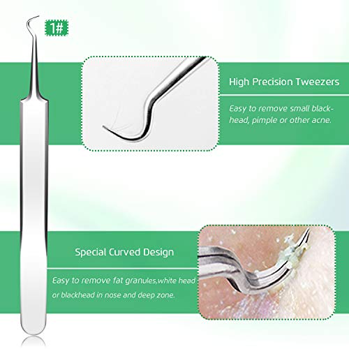 5-Piece Blackhead Remover Kit, Professional Stainless Steel Comedone Extractors