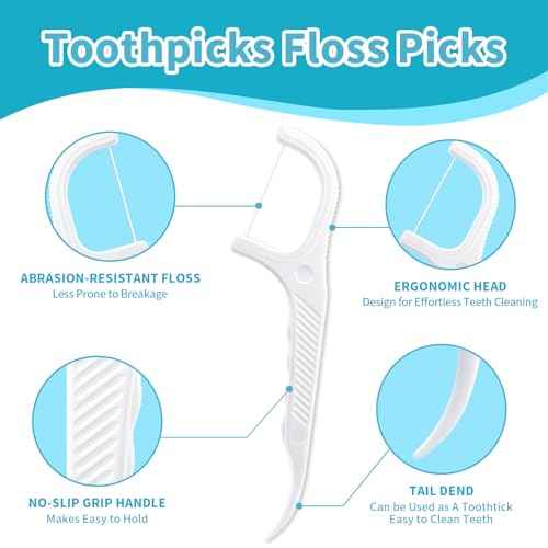 600 Count Dental Floss Picks ? Non-Slip Grip Handle,Non-Breakable Tooth Picks Flossers ? Equipped with 12 Portable Boxes,Family Bundle