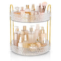 360° Rotating Makeup Organizer, 2-Tier Lazy Susan Cosmetic Storage
