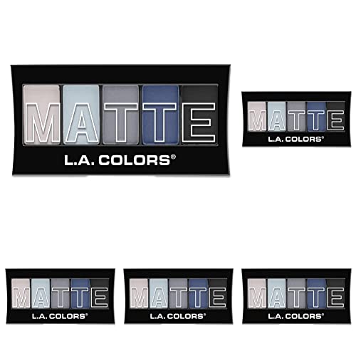L.A. COLORS 5 Color Matte Eyeshadow Palette, Blue Denim CEM474 (Pack of 5)