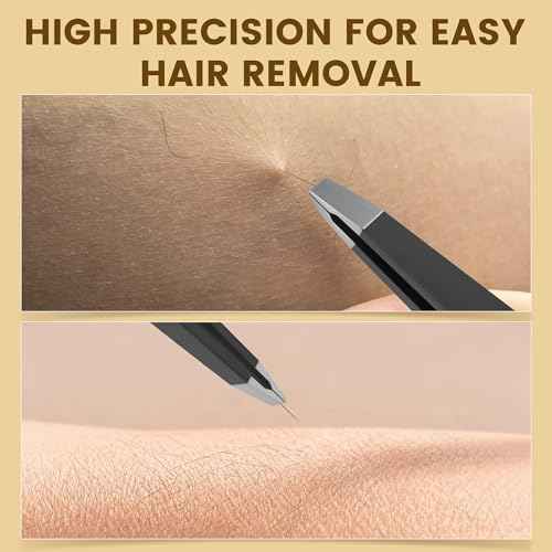 4-Pack Tweezers for Eyebrows, Facial Hair, Ingrown Hair Removal, Tweezer Set with Case for Women and Men, Professional Stainless Steel Precision Eyebrow pinza de cejas Plucking Grooming - Black