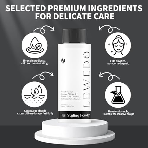 Lewedo 0.7oz Volumizing Styling Powder for Men - Natural Volume, Matte Finish & Adjustable Nozzle