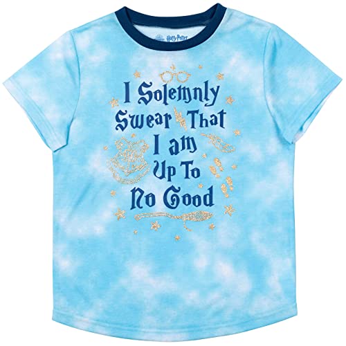Harry Potter Gryffindor Hufflepuff Ravenclaw Slytherin Girls Pajama Shirt and Shorts Sleep Set Little Kid to Big Kid