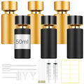 6 Pack 50 ml Glass Perfume Bottles and Refill Tools Set, Travel Perfume Atomizer Spray Bottles, Portable Empty Refillable Atomizer Decanters with Dispenser Transfer Kit (Black,Gold)