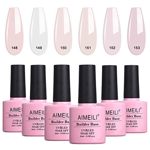 AIMEILI 2Pcs Black White Gel Nail Polish, Builder Base Clear Sheer Color Gel Set