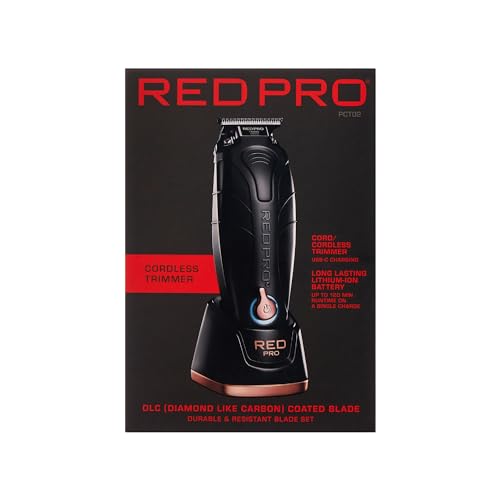 RED Pro Cordless Beard Trimmer - DLC Blade, Zero Gap, 7500 RPM