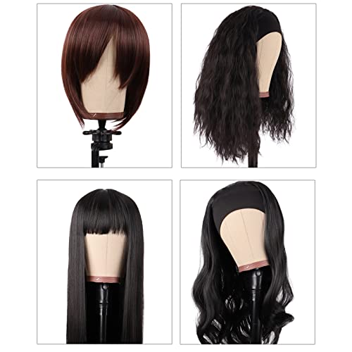 MapofBeauty 23 Inch Wig Head Cork Canvas Block Head for Making Wigs Mannequin Head With Stand Head Pins (Brown)