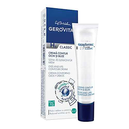 GEROVITAL CLASSIC Anti-wrinkle around Eyes and Lips Lifting Cream with Hyaluronic Acid, Vitamin E and Juvinity¢â for Dark Circles, Fine Lines & Wrinkles, 15 ml