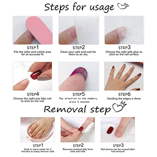 Foccna Glossy Square Press On Nails - 24pcs Polka Dot Design