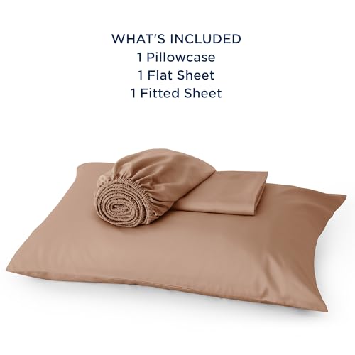 Bedsure Twin Sheets Set, Cooling Sheets Twin Size Bed Set, Rayon Derived from Bamboo, Twin Size Sheets, Breathable & Soft Bed Sheets, Hotel Luxury Silky Bedding Sheets & Pillowcases, Taupe