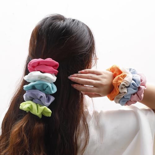 Artilady Silk Hair Scrunchies - 12 Pack Large Pleated Slip Silk Scrunchies for Women Elastic and Soft Cute Hair Ties No Damage Girls Hair Accessories Ponytail Holders Christmas Birthdays Gifts