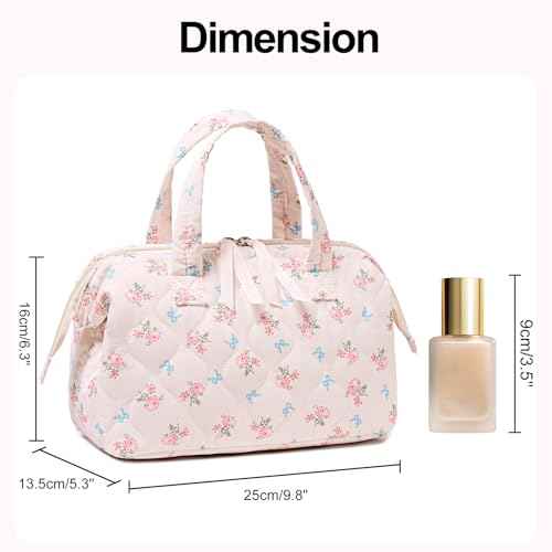 BTOOP Makeup Bags for Women, Quilted Makeup Bag Lightweight Wide-open Cosmetic Bag Large Toiletry Bags for Travel Essentials
