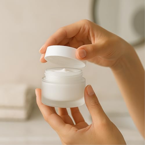 2-Pack 60g Frosted Glass Cream Jars with White Lids