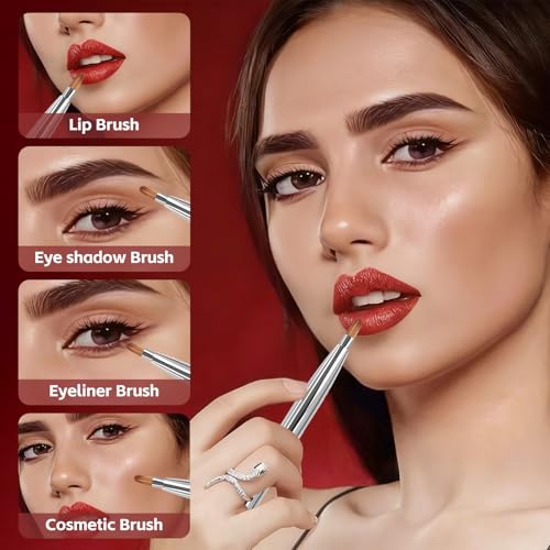 Silver Dual-Ended Retractable Lip Brush with Protective Cap