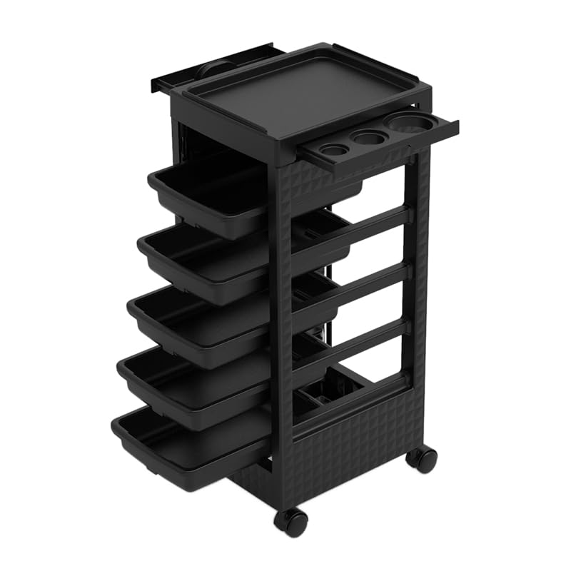 5-Drawer Salon Rolling Trolley with Stainless Steel Frame