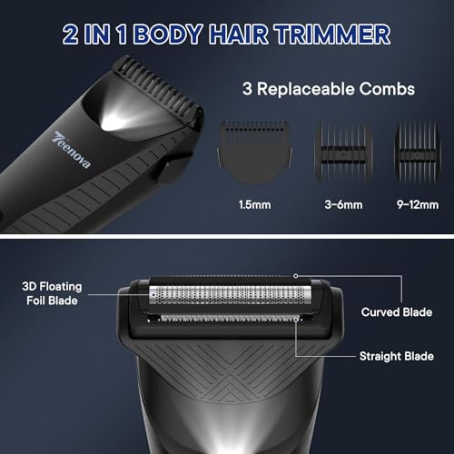 2-In-1 Body Hair Trimmer for Men with Ceramic Blade