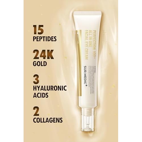SUR.MEDIC+ 24K Gold Perfection All In One Cream for Face & Eye with Hyaluronic Acid, Panthenol and 24 Gold 1.18 oz