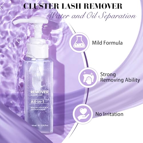 Lash Remover for Cluster Lashes Lash Cluster Remover 100ML Cluster Lash Remover Cluster Lash Glue Remover DIY at Home Lash Adhesive Remover Lash Bond Remover(Remover-100ml)