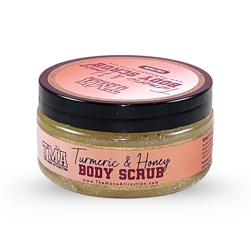 Turmeric Honey Body Scrub 8oz ? Exfoliating Scrub for Dark Spots, Hyperpigmentation & Ingrown Hairs ? Natural Brightening Face & Body Scrub with Tea Tree & Neem