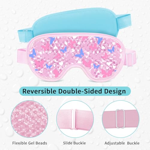 Cooling Eye Mask 2 Pack, Gel Compress for Puffy Eyes & Migraines