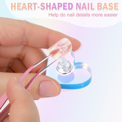 Magnetic Nail Stand Kit for Press Ons - 10 Stands with Heart Base