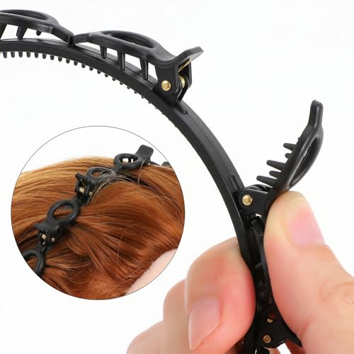 Hpmjz Black Headband with Clips for Bangs Hairstyles, Halloween Hairpin Set
