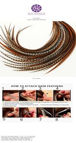 25 Rooster Feather Hair Extensions Kit - 7"-13" Real Feathers