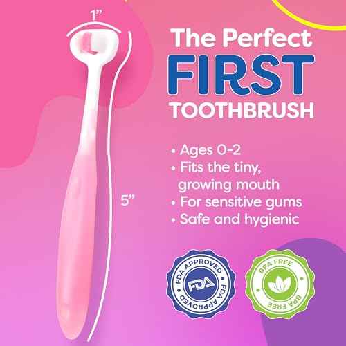 Trueocity Extra Soft Toddler Toothbrush, Toddler Toothbrushes 1-2 1-3 2-4, Toothhugger High Efficient 3 Sides Baby Toothbrush 12 Months and Up, Infant Training Brush, Sensory Oral Care Set (3 Pack)