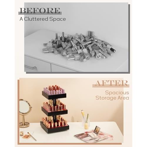 Homde Nail Polish Organizer for 86-123 Bottles, 360 Rotating Nail Polish Rack Holder, Display Storage Shelf for Fingernail Stand and Essential Oil, Gifts for Women Girls- Bamboo,Black