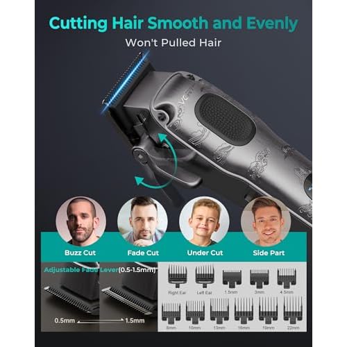 Hair Clippers for Men Professional, Cordless & Corded Barber Clippers for Hair Cutting with Package Case, Electric Grooming Kit for Home & Barber Use, LED Battery Display, Birthday Gift for Men