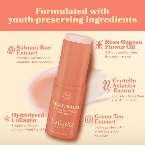 All-in-One Face Balm Stick - Under Eye Brightener & Anti-Aging Moisturizer with Salmon Roe & Collagen - For Fine Lines & Wrinkles