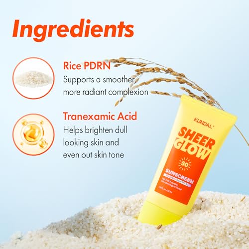 KUNDAL Sheer Glow Sunscreen SPF 50+ for Sensitive Skin - 1.69 Fl Oz