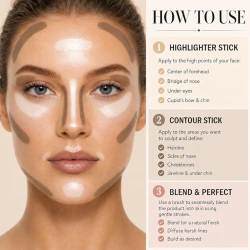 Contour & Highlighter Stick Duo with Brushes – Cool Toned Makeup