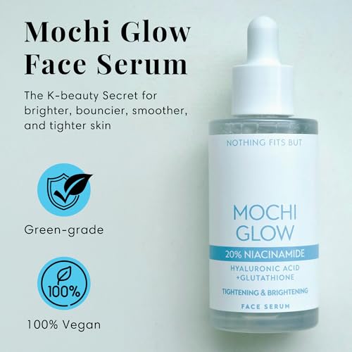 Mochi Glow 20% Niacinamide Serum for Face, High Potency Pore Tightening Skin Serum with Hyaluronic Acid & Glutathione, Anti-Aging Serum for Dark Spots & Fine Lines, Korean Skincare, 50ml/1.7fl.oz.