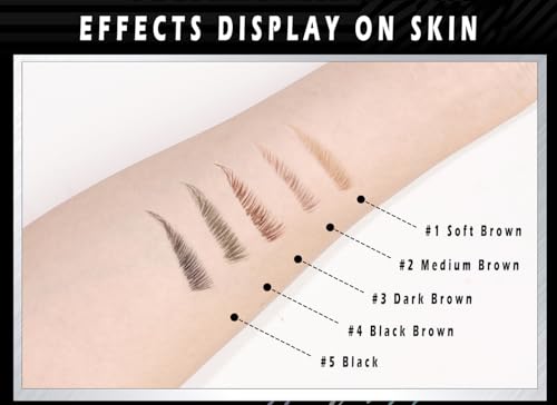 5-Shade Microblading Eyebrow Pen - Dual Tip Brow Marker with Spoolie