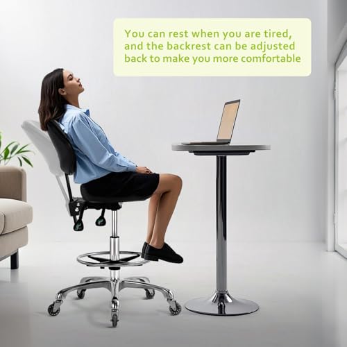 Saddle Stool Chair with Wheels - Ergonomic Height Adjustable