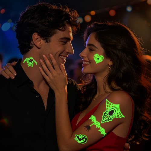 Glow in the Dark Spider Web Temporary Tattoos 260pc