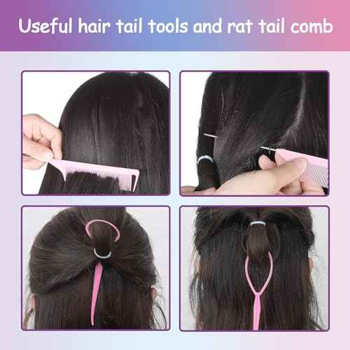 360PCS Hair Accessory Set: Elastic Ponytail Holders, Clear Organizer Box, Rat Tail Comb, 24 Colors for Kids, Toddlers, and Girls