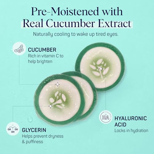 SpaLife Cucumber Eye Pads for Puffy Eyes & Dark Circles (48 Count)