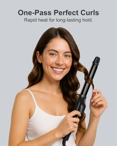 ANNLARY 1 Inch Black Titanium Ceramic Curling Iron with LED Display - Travel Dual Voltage