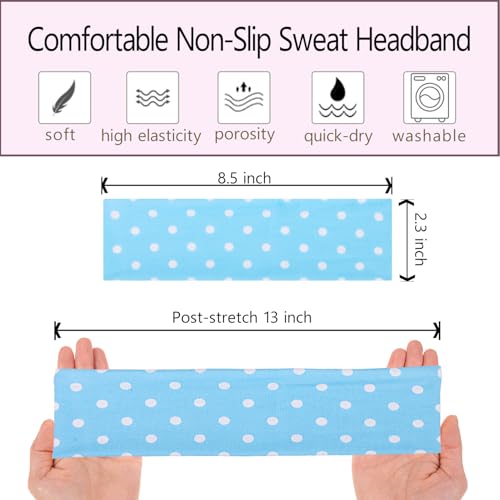 Leeven Polka Dot Headband 6 Pack - Non-Slip Soft Elastic Floral Hairbands Color-22