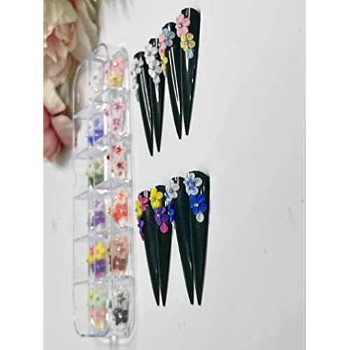 HaFLoNa- Set 24Pcs Blossoms - Enhance Your Artistic Projects with 3D Acrylic Flowers Handmade For Nail - Short & Medium Size | Exquisite Floral Accents for Crafts and Designs (Blossoms)
