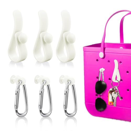 White 6Pcs Accessories Hooks for Bogg Bag, Carabiner Keychain & Key Holder Charms