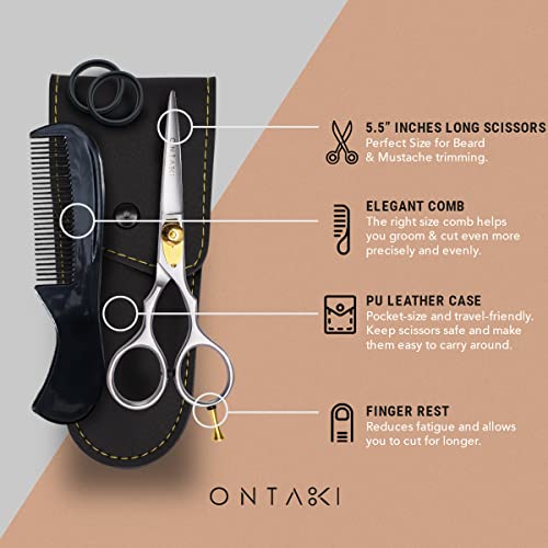 Ontaki 5.5" Japanese Steel Beard & Mustache Scissors